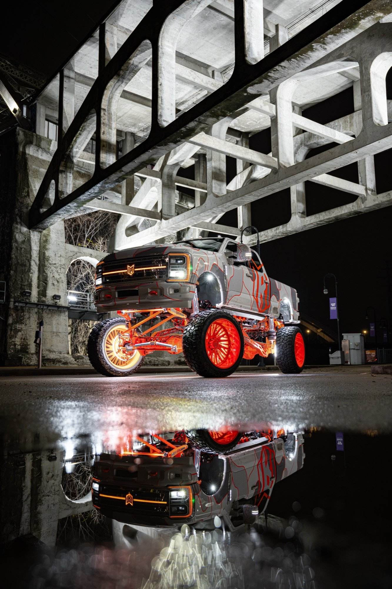 The F250 downtown after hours
